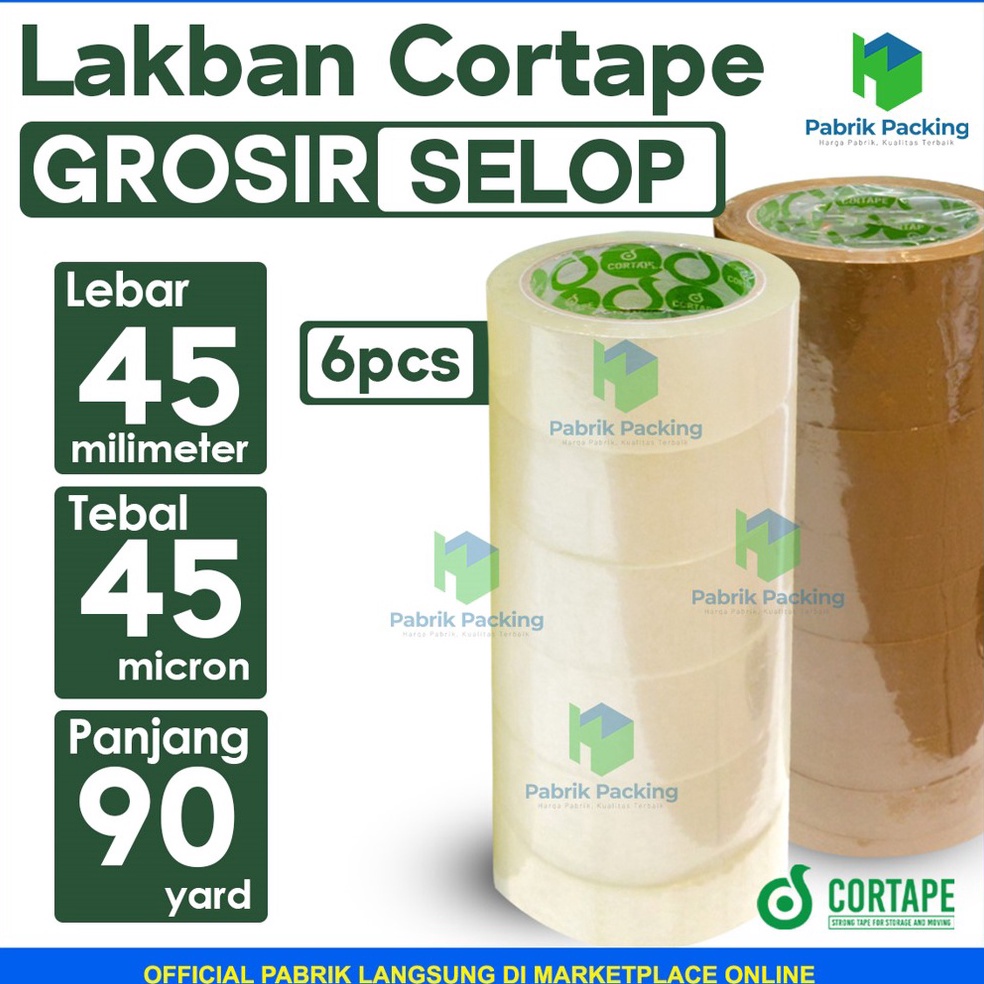 

ART Y85L Lakban Cortape Ukuran 45mm x 9yard Grosir Termurah Per Selop