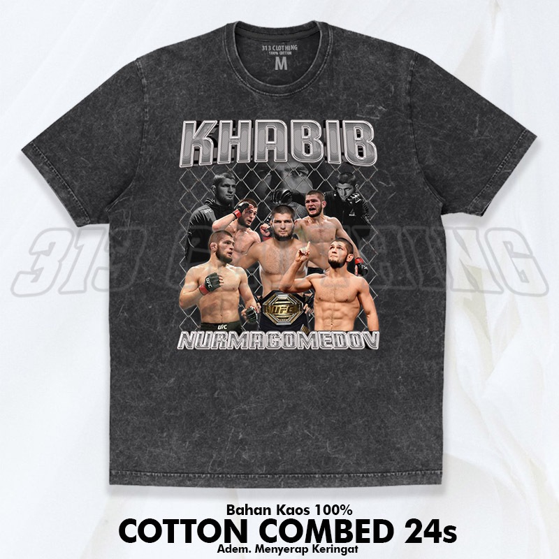 Kaos Khabib Nurmagomedov UFC Washed / T-Shirt Baju UFC Khabib Nurmagomedov Washing