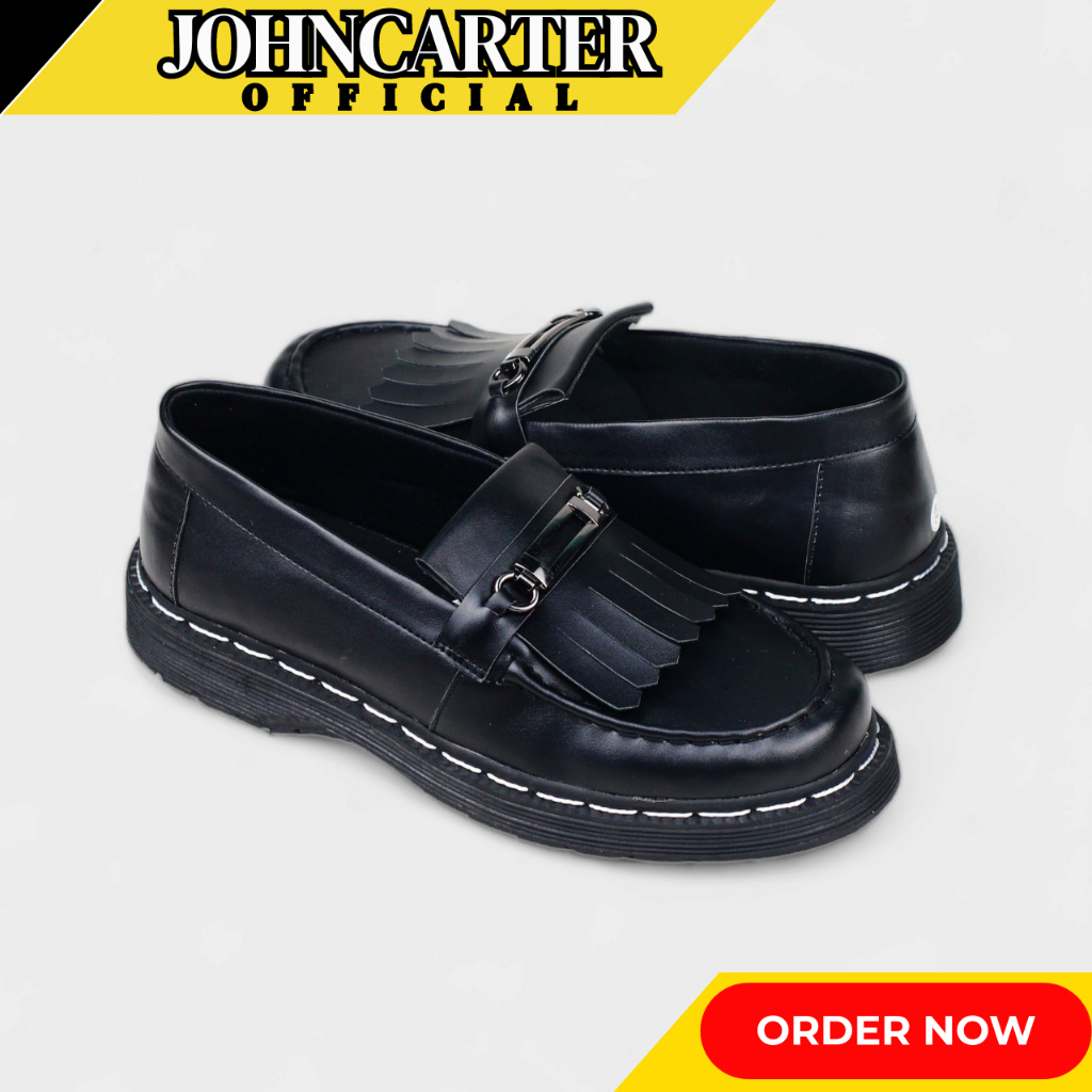 JOHNCARTER REGAL - Sepatu Pantofel Formal Pria Docmart Oxford Hitam Polos