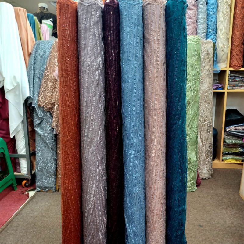 bahan tile bordir payet espenggel