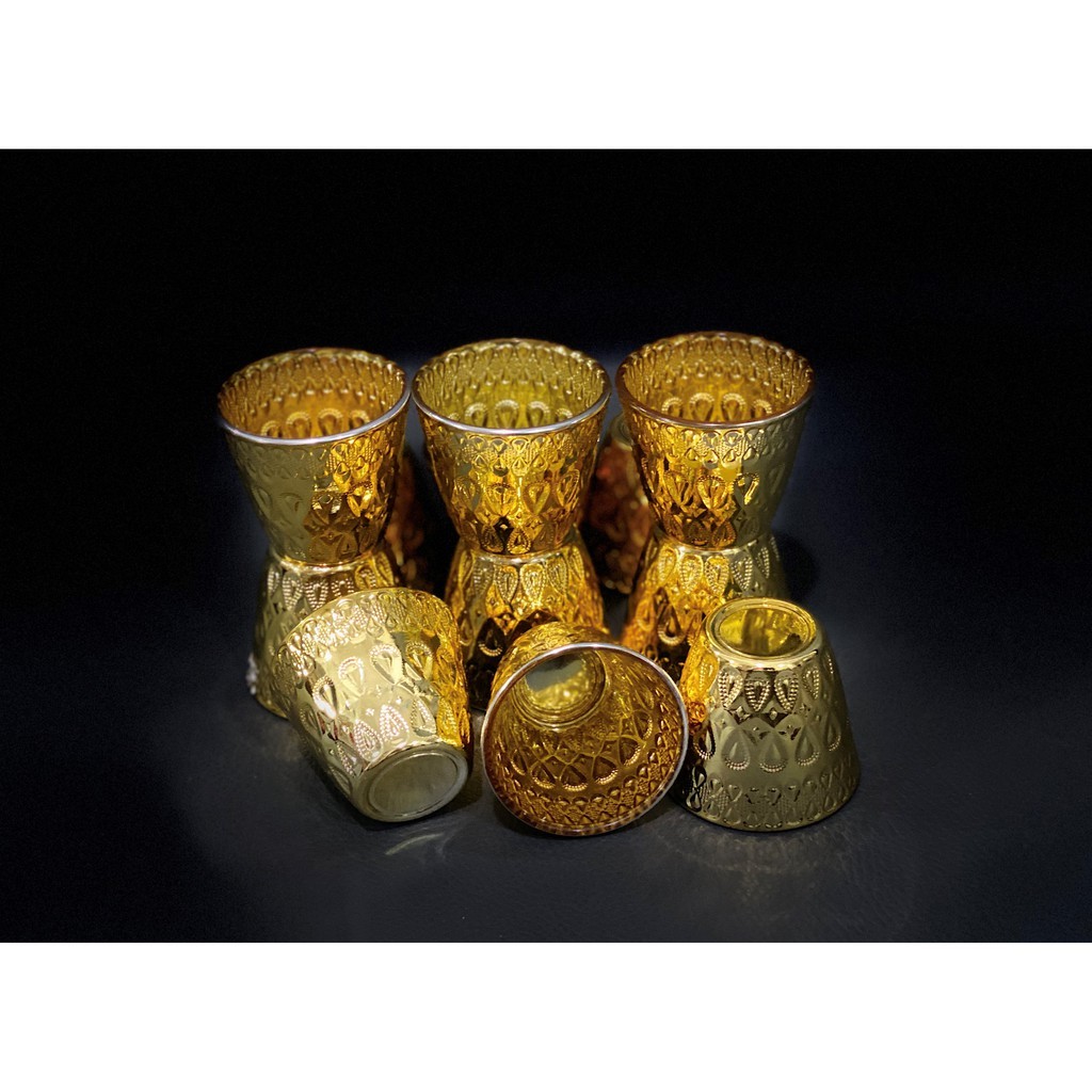 Gelas Arab Zamzam Original Motif Gold Bunga 1 Lusin