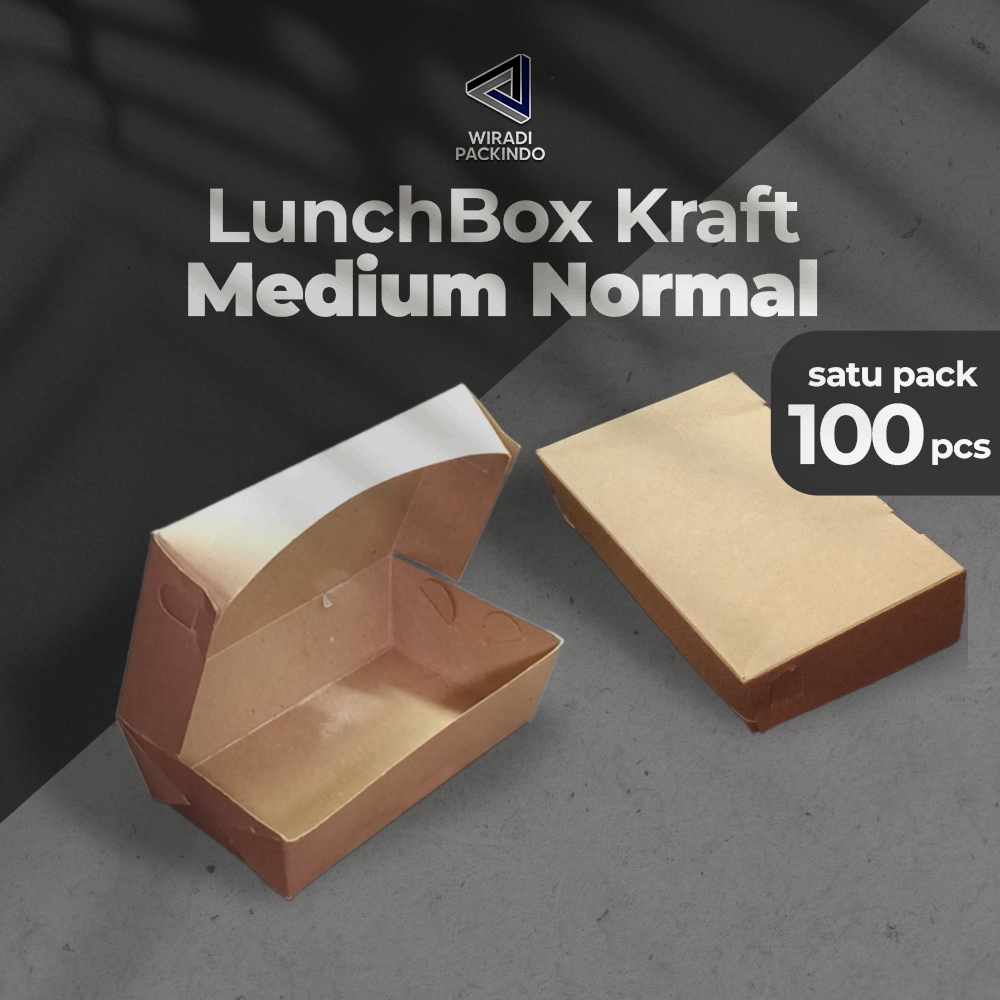 Kotak Makan Kertas / Paper Lunch Coklat / Kemasan Makanan Kraft Size M