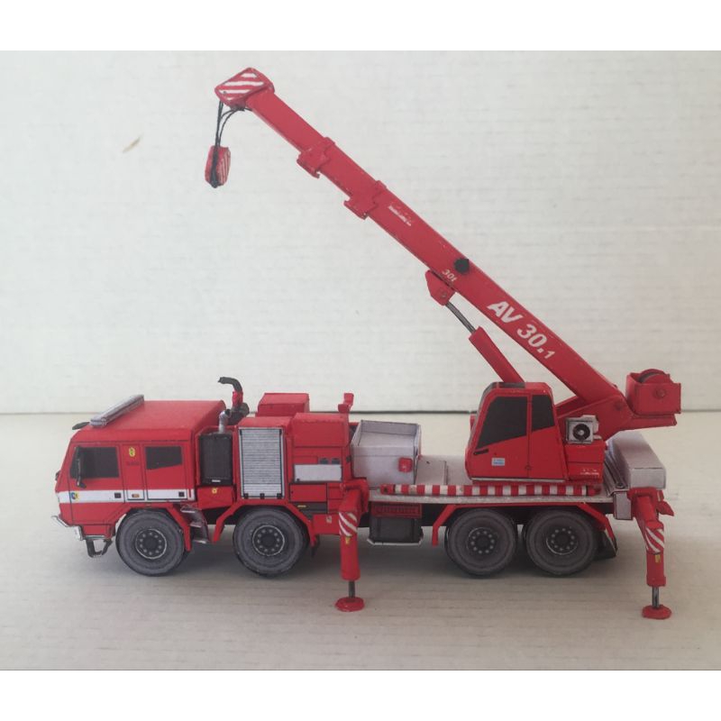 Lembaran pola papercraft truk crane pemadam skala 1:87 (OP-Aa4)
