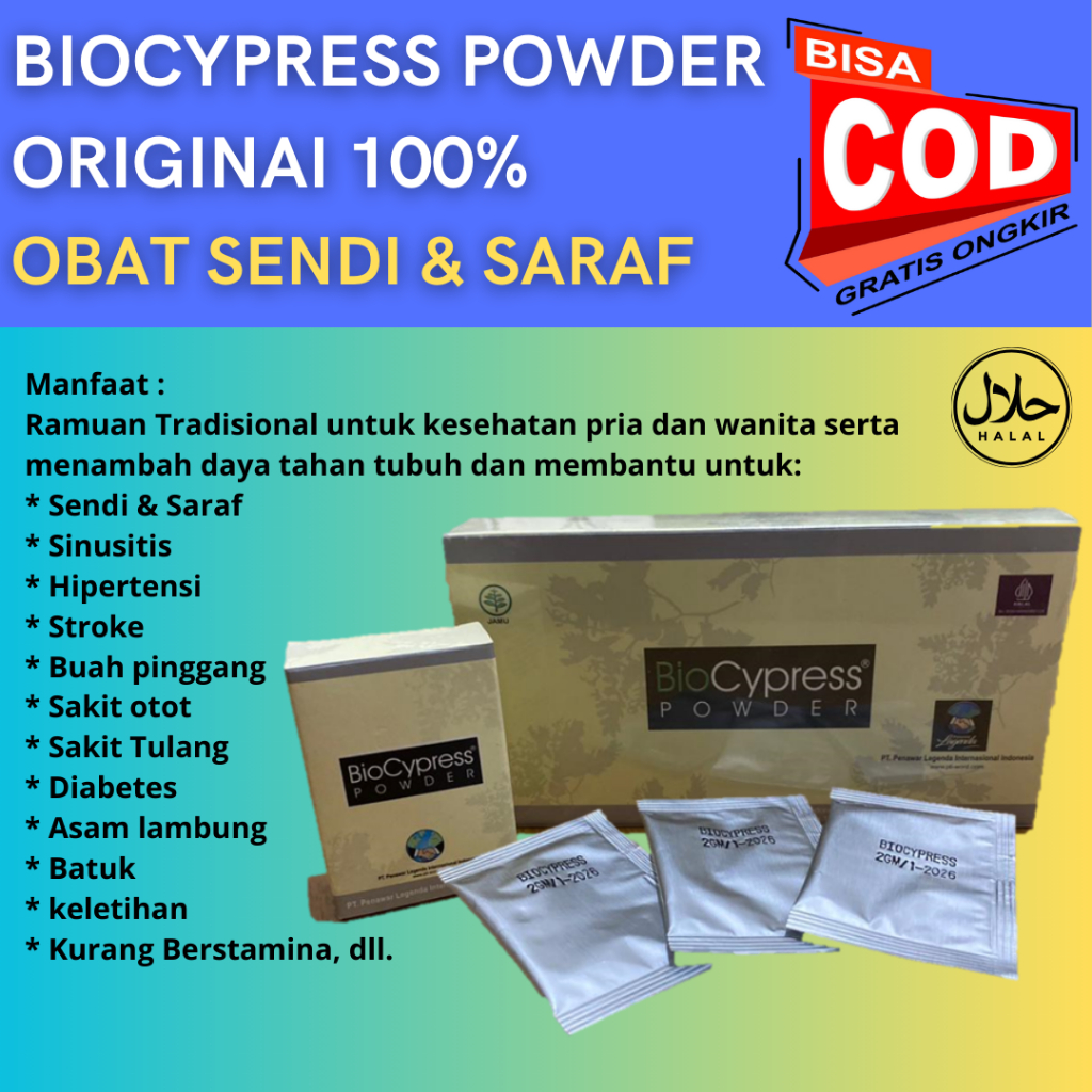2 Kotak Besar Biocypress Powder Serbuk Original 100 % untuk Sendi dan Syaraf