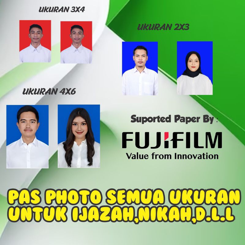 CETAK FOTO IJAZAH PAS PHOTO SEMUA BACKGROUND BAHAN KERTAS FUJIFILM CETAK LAB AWET TAHAN LAMA