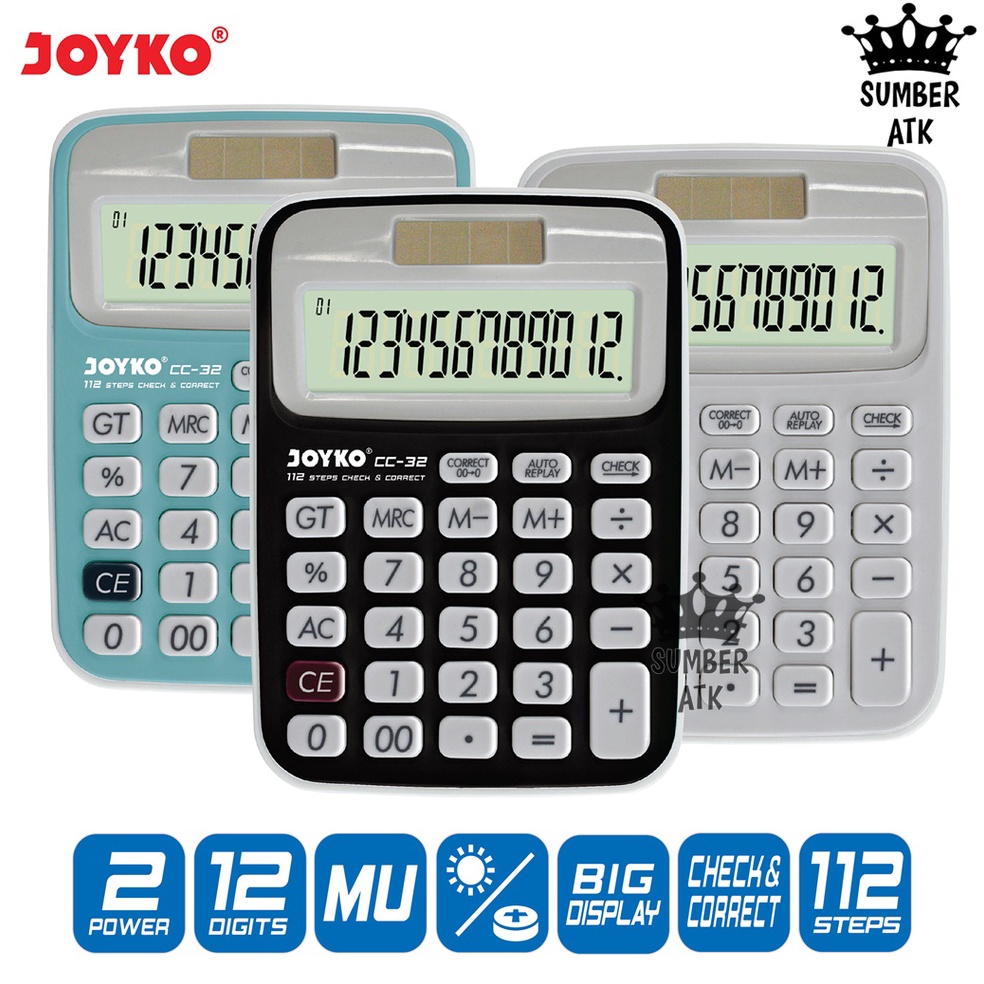 

ART I42W Kalkulator Joyko CC32 12 Digits Check Correct Calculator