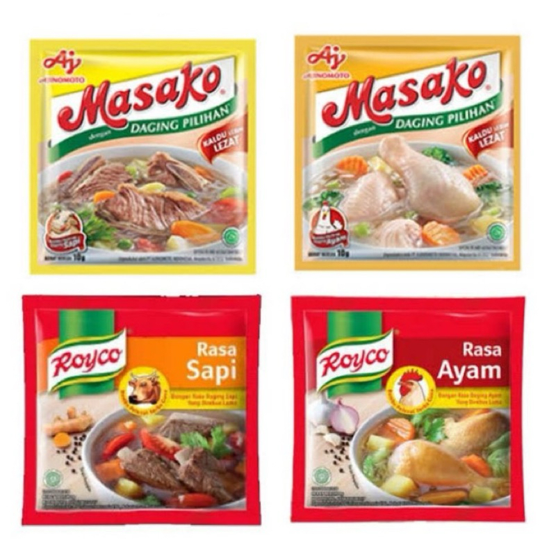 

Masako Royco Sapi Ayam 1renceng isi 12x9gr