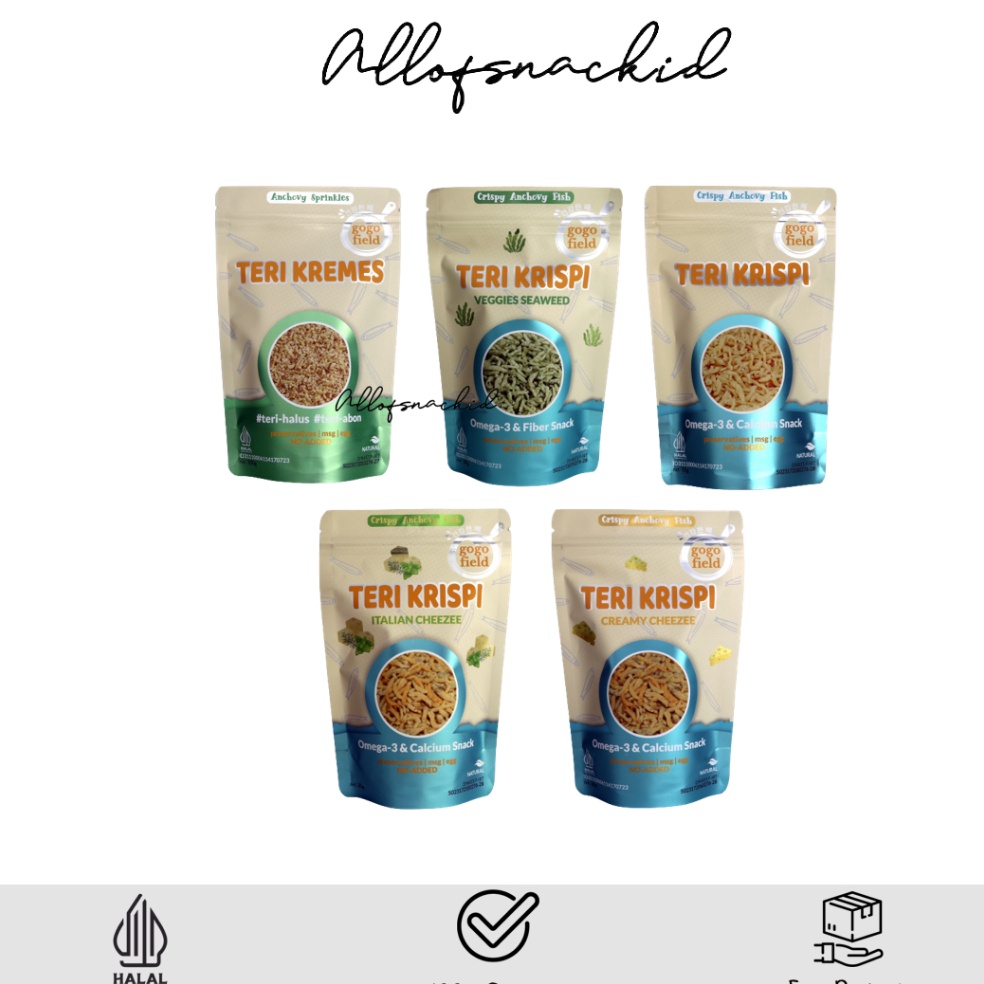 

Fresh Product Gogofield Teri Kremes Teri Krispi MPASI Anak Lauk Taburan Teri Tanpa MSG Tanpa Pengawet 3gr 1gr