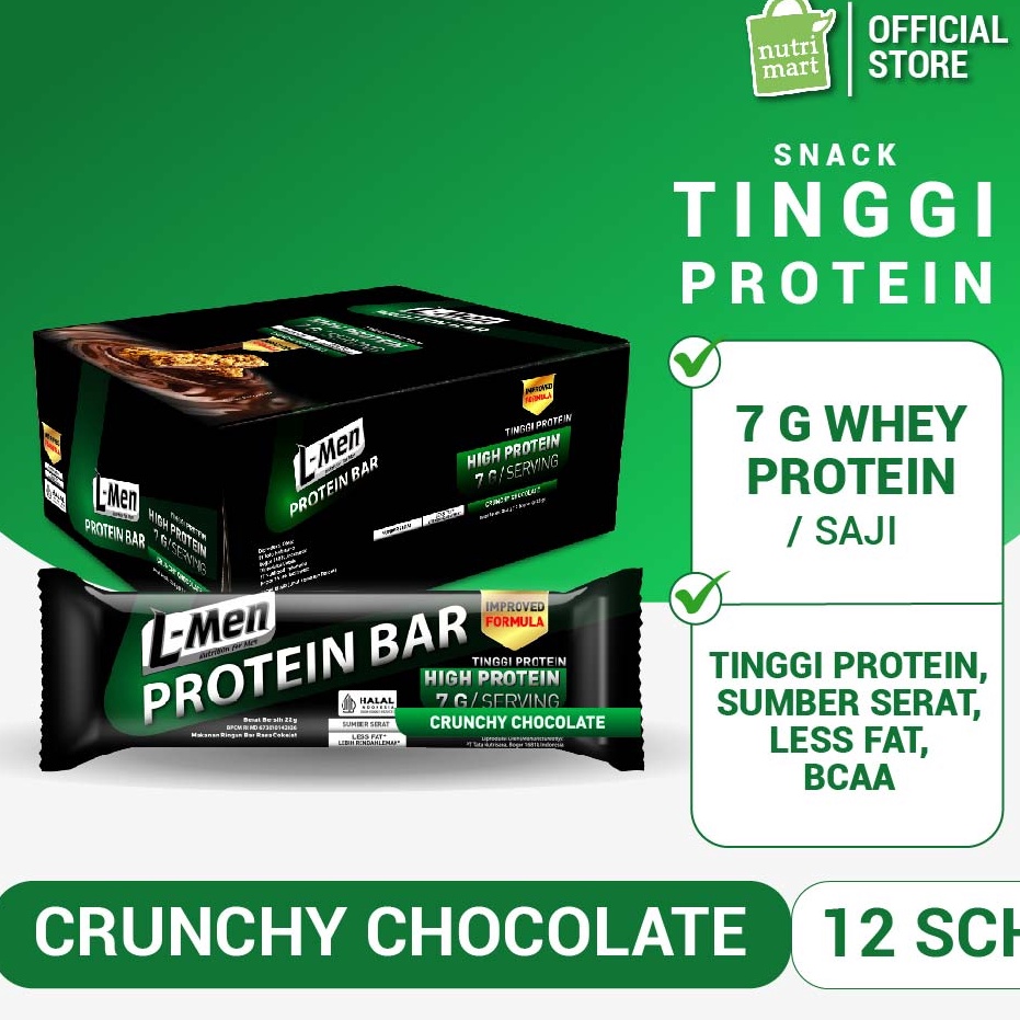 

Super Oke LMen Protein Bar Crunchy Chocolate 12 sachet Camilan Rendah Lemak Tinggi Protein
