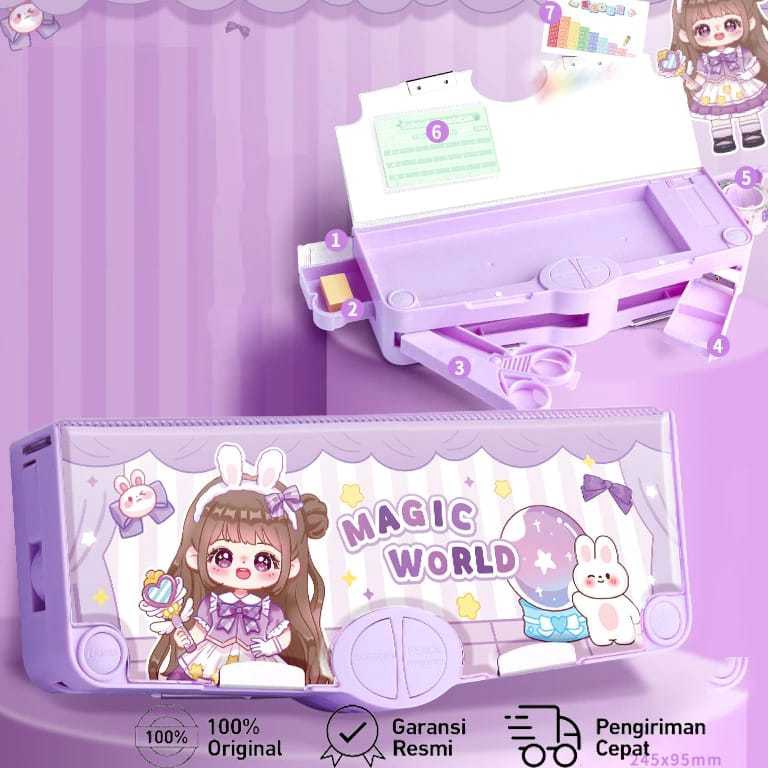 

ART U63H Tempat Pensil Anak Serbaguna Motif Kartun Gratis Penghapus Penggaris Rautan Laki Laki Perempuan