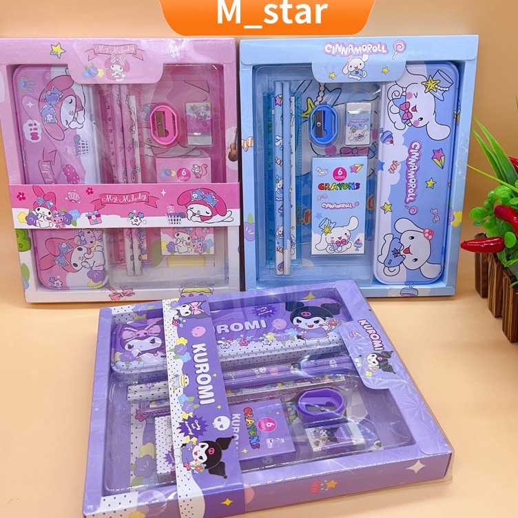 

ART E18E Kotak Pensil Anak Set 7 in 1 Stationery Untuk Hadiah Anak Sekolah Sanrio Alat Tulis Set Kotak Pensil Karakter Kuromi Murah Lucu