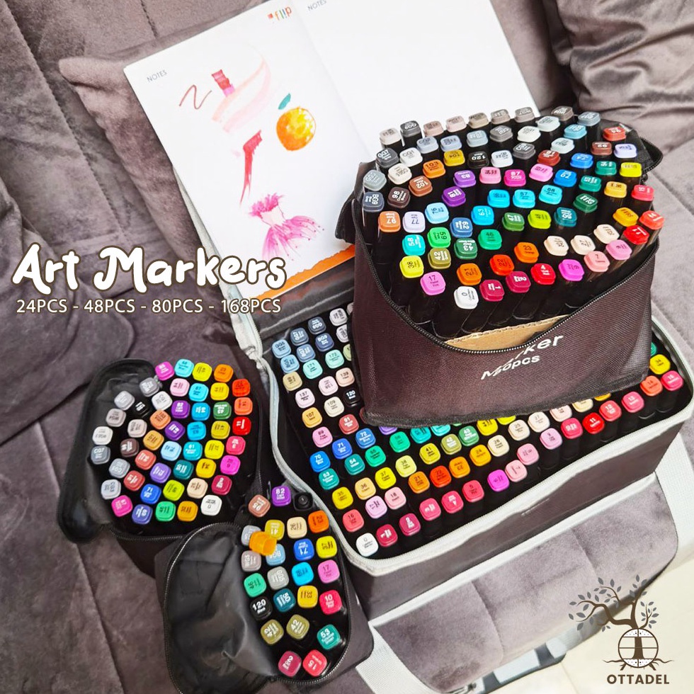 

ART W12R Ottadel Spidol Gambar Dua Sisi Art Marker Spidol Berwarna hingga 168 Warna