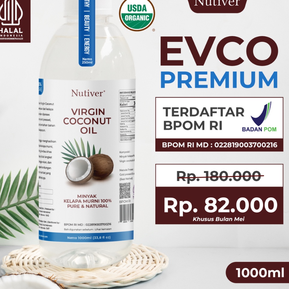 

Good Order NUTIVER PREMIUM Virgin Coconut OIL 1 Liter E EXTRA MINYAK KELAPA MURNI ASLI ORIGINAL MINYAK 1ml 1L