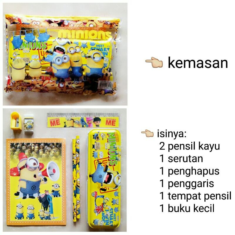 

study set paket alat tulis motif minion minions