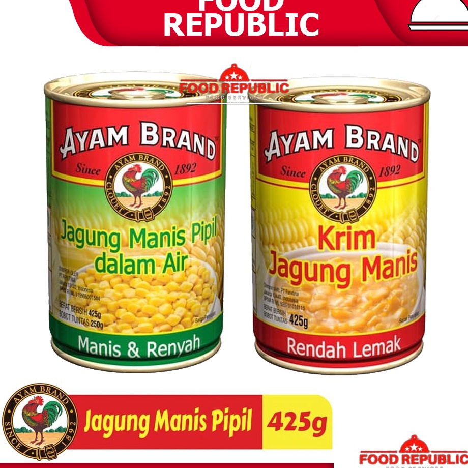 

Dapatkan Sekarang AYAM BRAND JAGUNG MANIS PIPIL 425 GR GARAM KRIM SWEET CORN CREAM