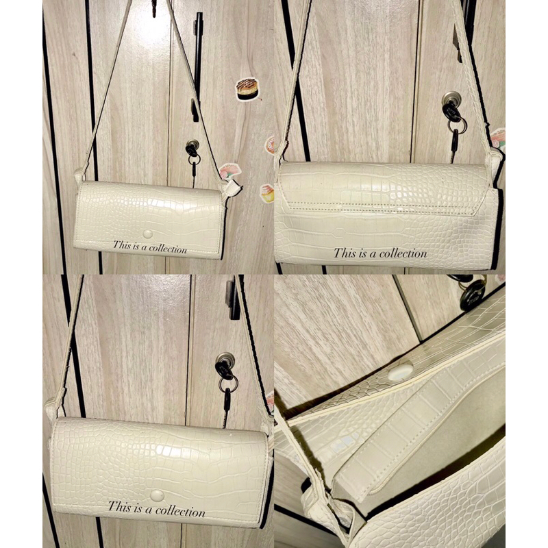 Preloved Miniso Croco Shoulder Bag Handbag Cream