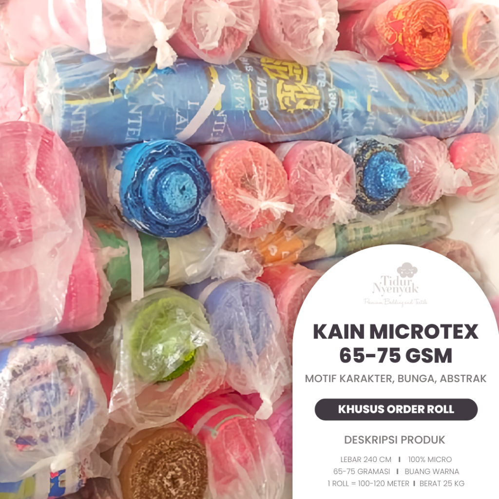 KAIN ROLL MICROTEX 75 GSM POLY KAPAS LEBAR 240 CM PANJANG 150 GALAXY KITTY MINIMALIS KOTAK ZIGZAG