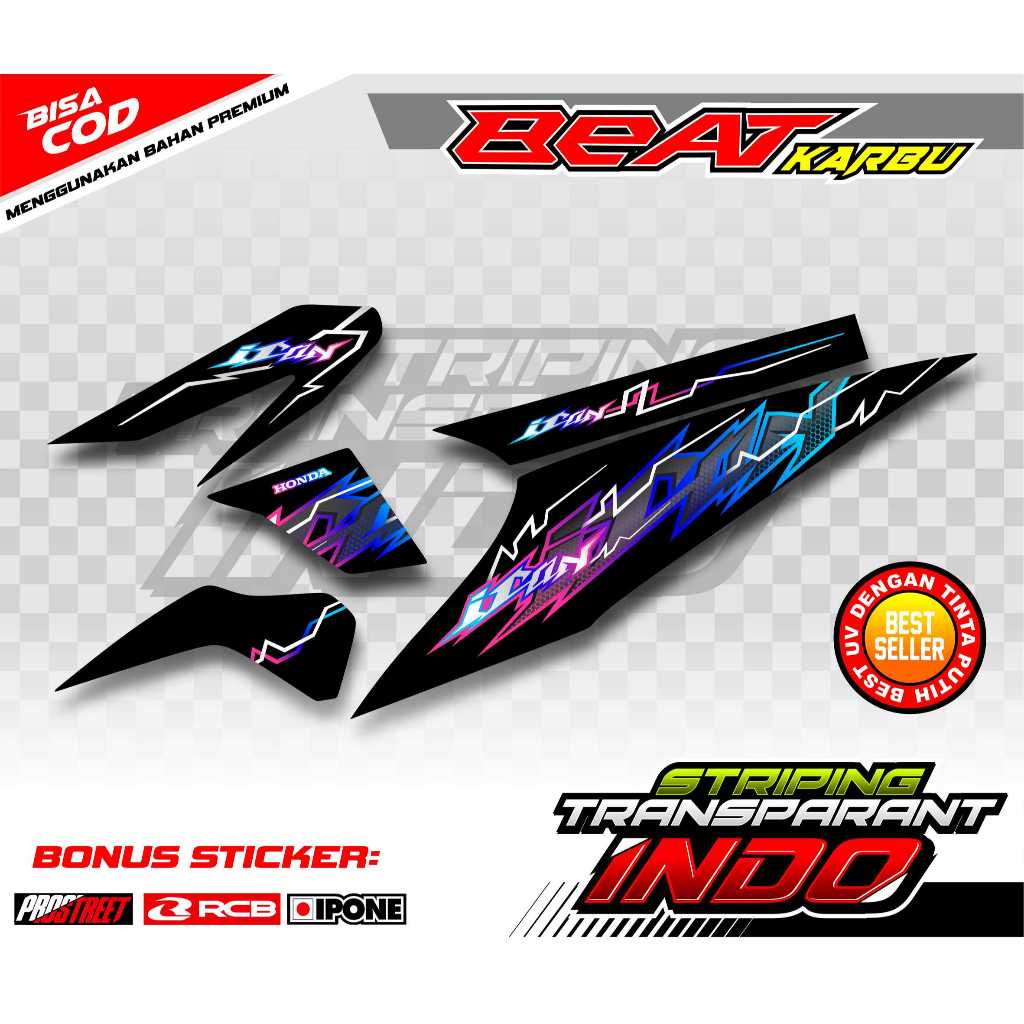 STRIPING VARIASI MOTOR HONDA BEAT KARBU / STICKER LIST VARIASI MOTOR BEAT KARBU