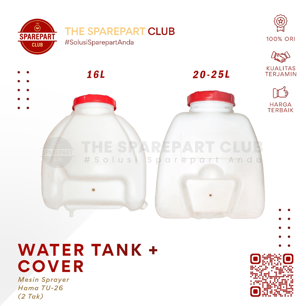 Tangki Tengki Air Mesin Sprayer Hama TU26 TU 26 2 Tak 16 Liter Water Tank + Cover