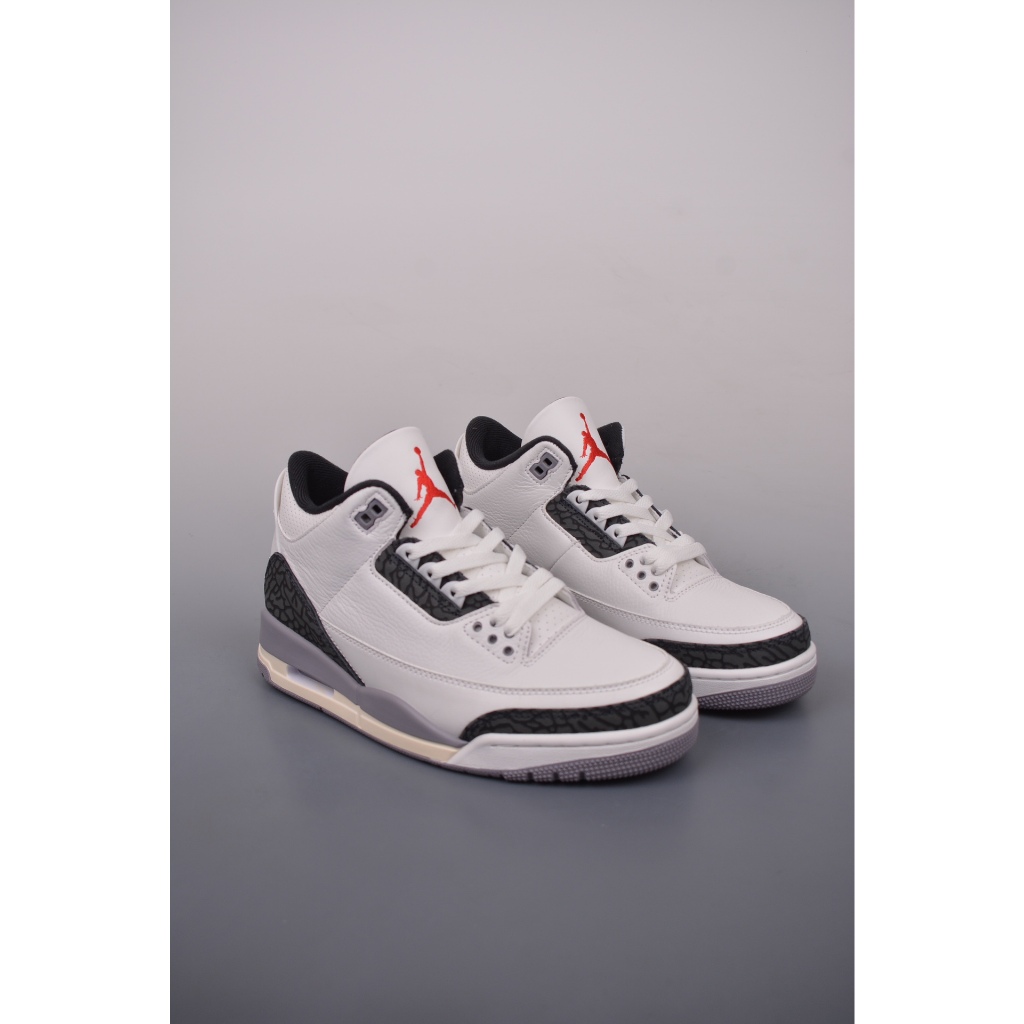 Nike Jordan 3 Generasi AJ3 Air jordan 3 Retro Replika Sneakers Putih Abu-abu