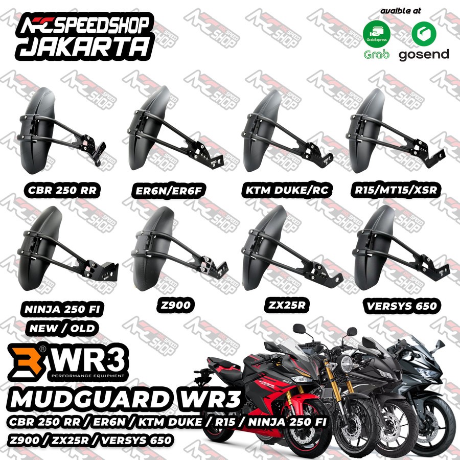 MUDGUARD WR3 SPAKBOR BELAKANG PELINDUNG LUMPUR CBR 250 RR CBR250RR ZX 25 R ZX25R ZX25RR ER6N ER6F NI