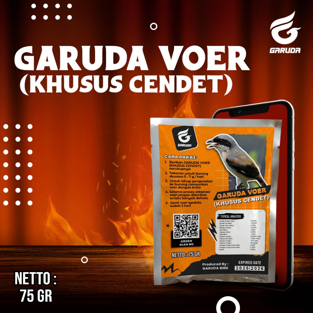 VOER BURUNG CENDET| VOER HARIAN | VOER NUTRISI KOMPLIT | GARUDA VOER HARIAN KHUSUS CENDET | GARUDA V