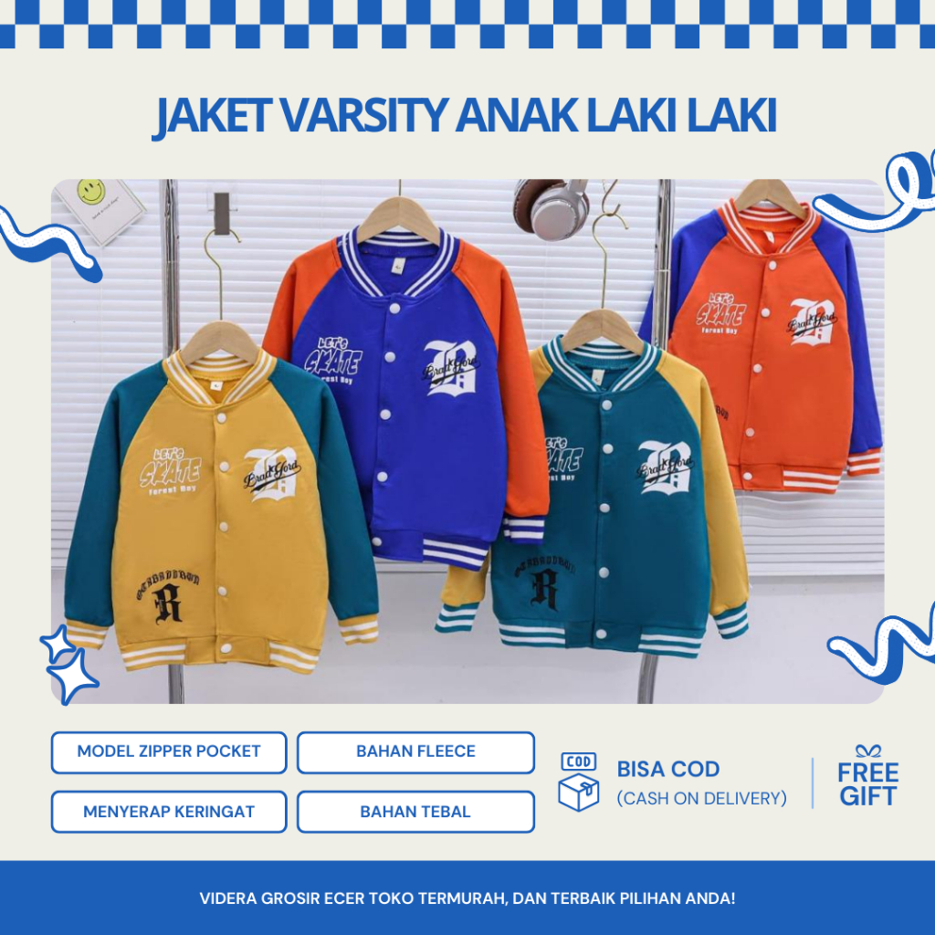 Jaket Jacket Varsity Baseball Bomber Anak Laki Laki Cowok Jaket Parasut Parasit Anak Perempuan Kekin