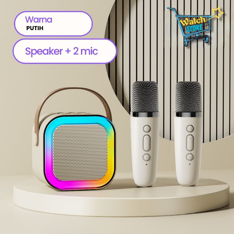 Speaker Bluetooth Karaoke Super Bass Portable Besar 2 Mic