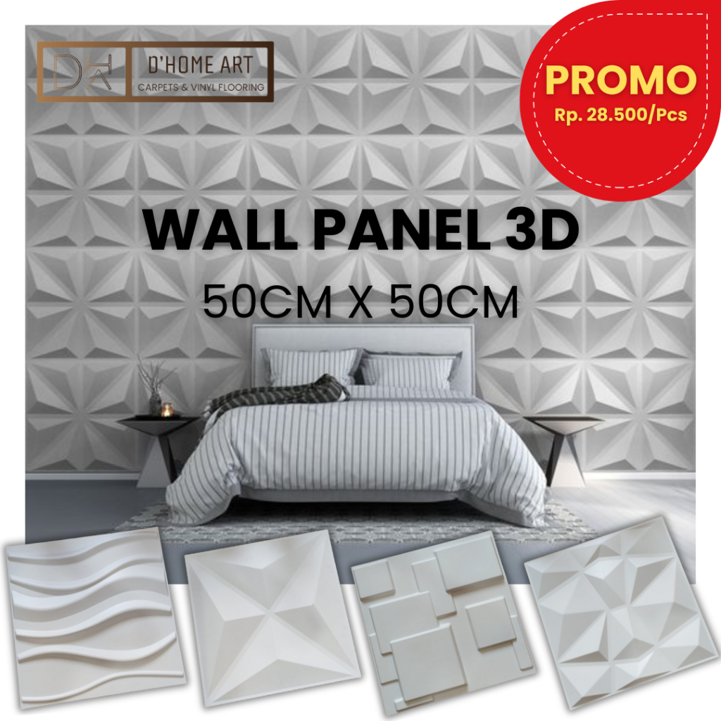 Wall Panel 3D Dinding Ornamen Bahan PVC Bisa Dibersihkan Motif Timbul