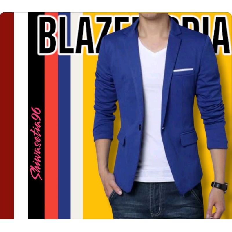 Jas Pria Biru Elektrik Slim fit Kasual /Blazer Pria /Jas Pria /Jas Blazer High Twist