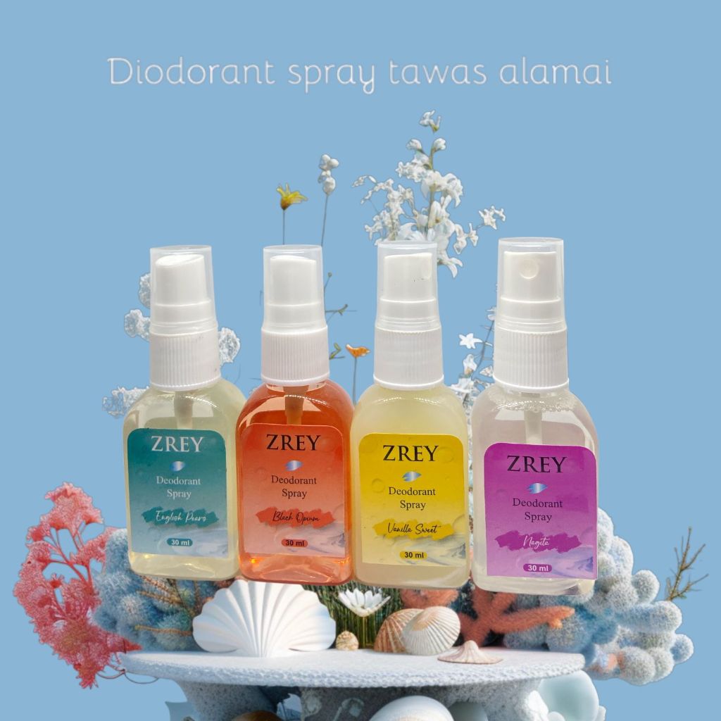 Deodorant Spray Zrey/ Deo Spray Non Alkohol/  Deodoran Tawas BPOM 30Ml