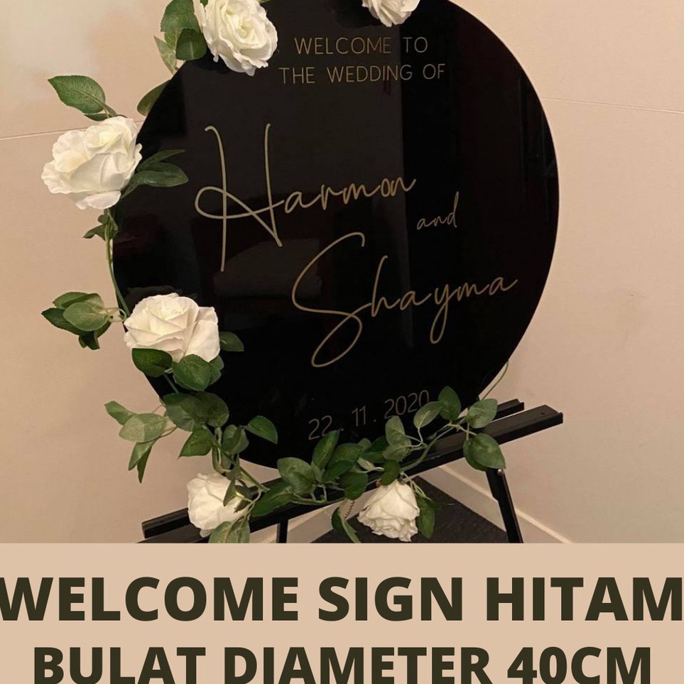 

ART C88O Welcome sign akrilik bulat acrylic wedding sign lingkaran HITAM