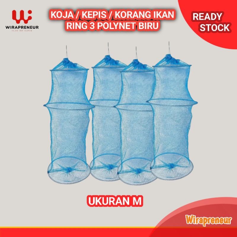 Ukuran M Koja Ikan | Jaring | Tempat ikan bahan polynet biru