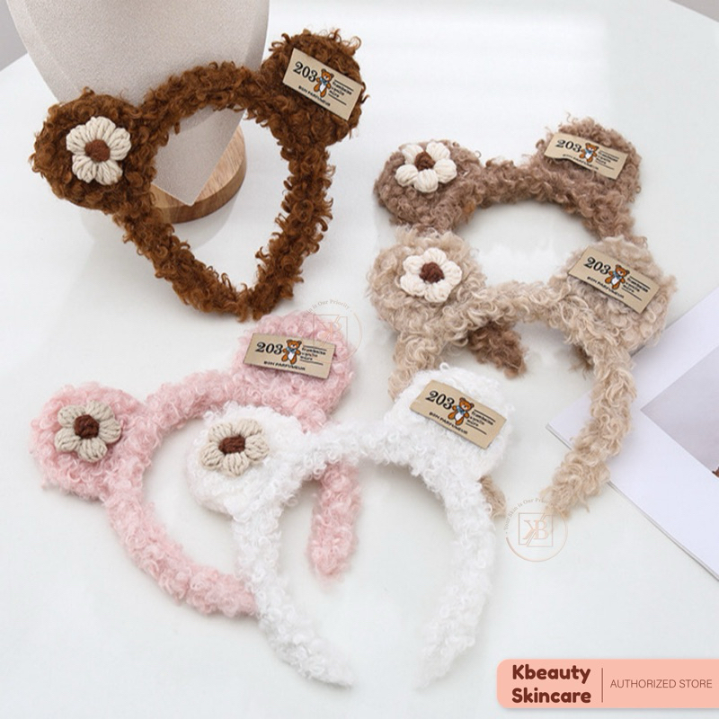 Bando Telinga Beruang Bulu / Hairband Fashion Korean Style / Fur Bear Ear Motif Headband / Bandana A