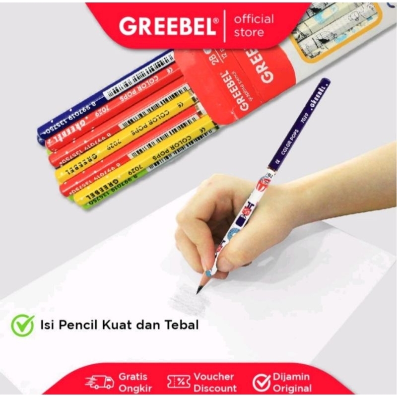 

PENSIL KAYU 2B MEREK GREEBELL ORIGINAL / ALAT TULIS / ( 1 PAK ISI 12 PCS) TERMURAH