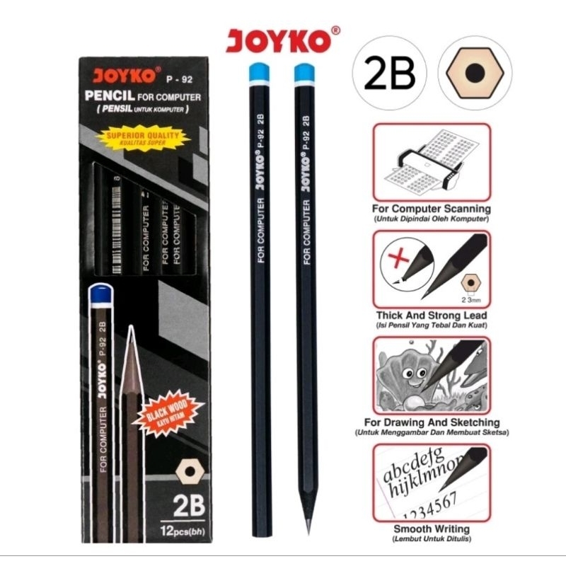 

ANEKA PENSIL KAYU 2B MEREK JOYKO / ALAT TULIS / PENSIL UJIAN ( 1 PAK ISI 12 PCS) P-92 / P-98 BATIK / 6151 HB / P-93 / P-8136 / P-121 / P-90 / P-125 / P-101 / P-88 TERMURAH