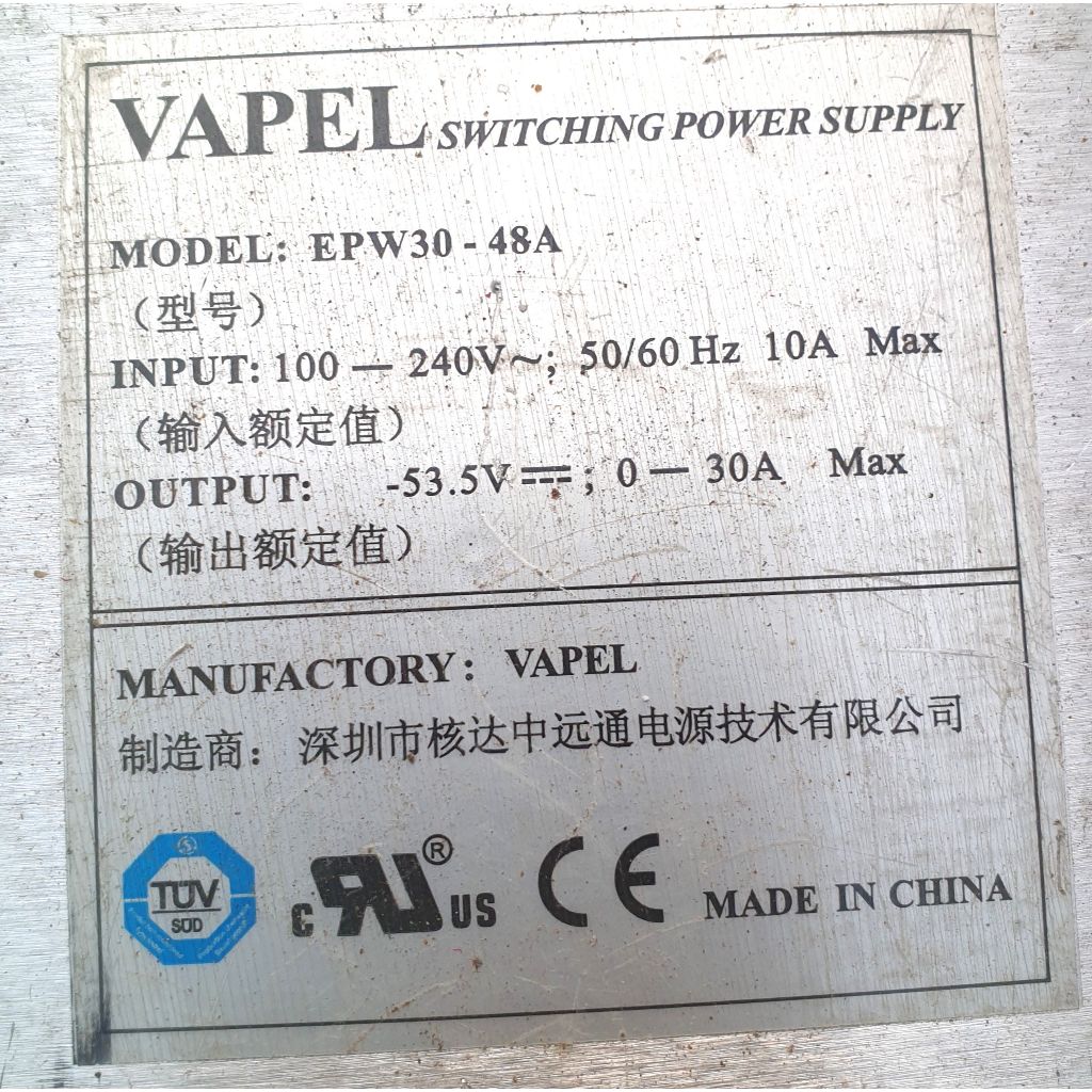 Power Supply Switching Vapel Model EPW30-48A