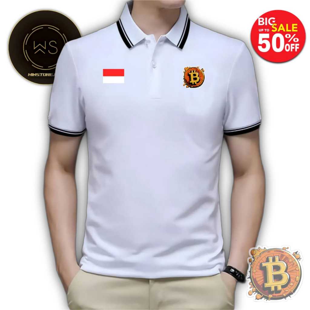 WINSTORE.ID15 Kaos t-shirt polo Wangki 2 LIS Motif BITCOIN INDONESIA DTF  pria polos ukuran M , L , 