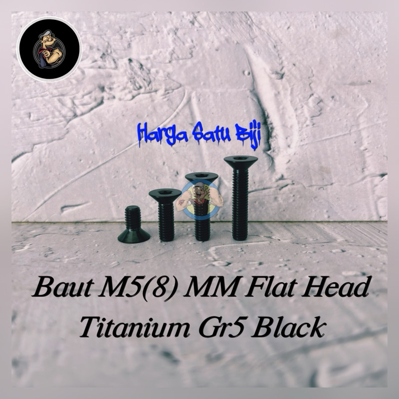 Baut M5 MM (8) Flat Head Titanium Gr5 Hitam
