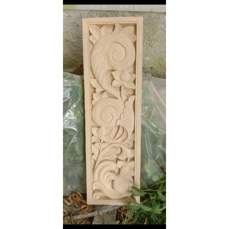 Custom ornamen relief uk 30x100 batu alam asli ukir