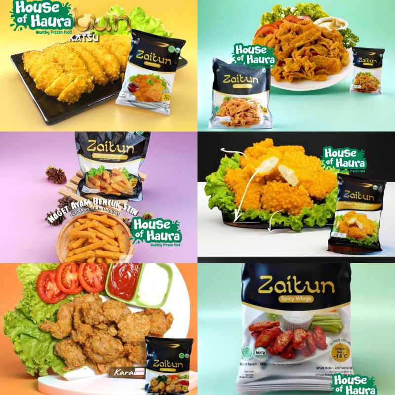 

Zaitun / Nugget zaitun / Spicywing Zaitun / Karage Zaitun / Crispy crunch Zaitun / Chicken Katsu Zaitun