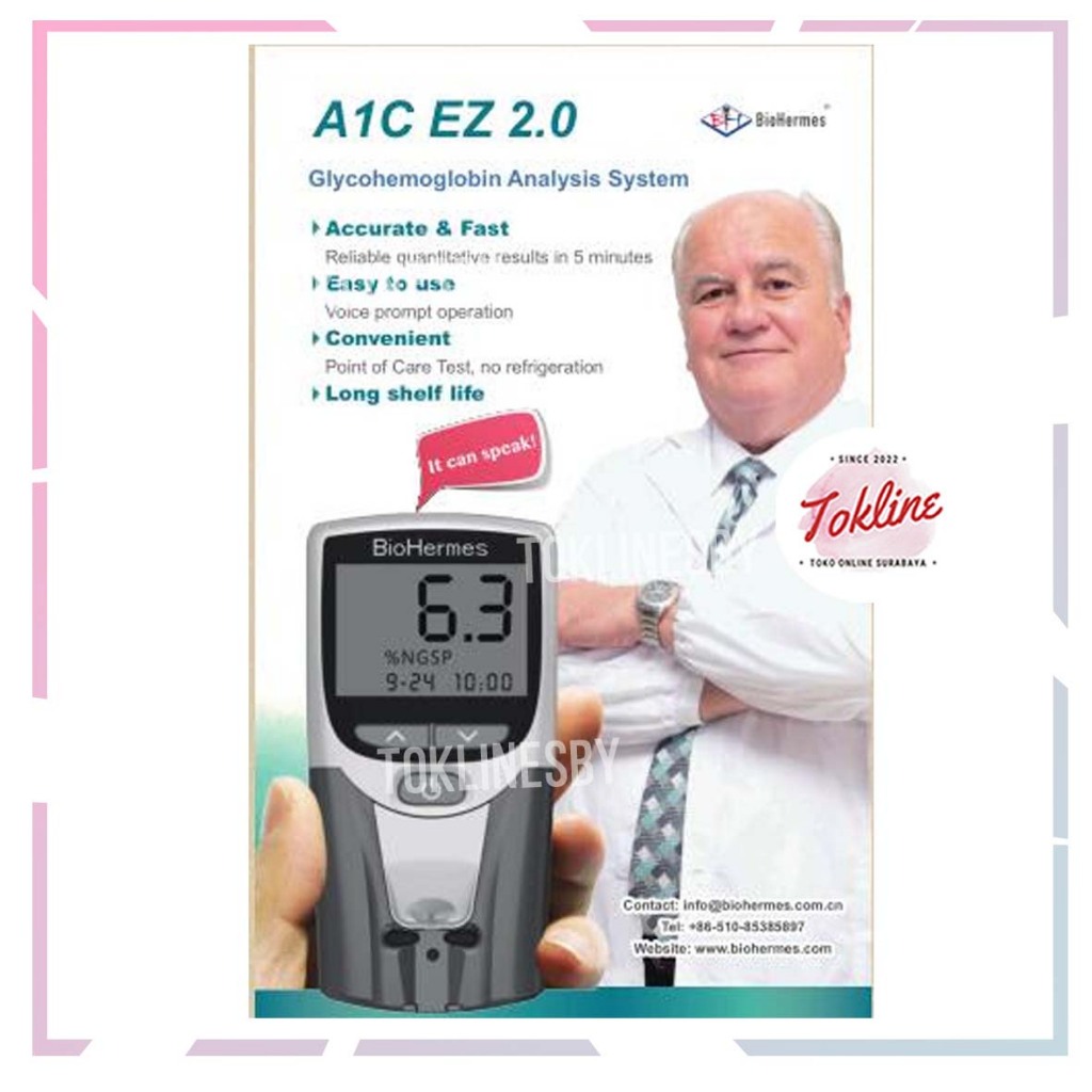 Alat Cek HBA1C BioHermes Hb A1C EZ 2.0 Glycohemoglobin Analyzer Alat Ukur Gula Darah Tidak Termasuk 