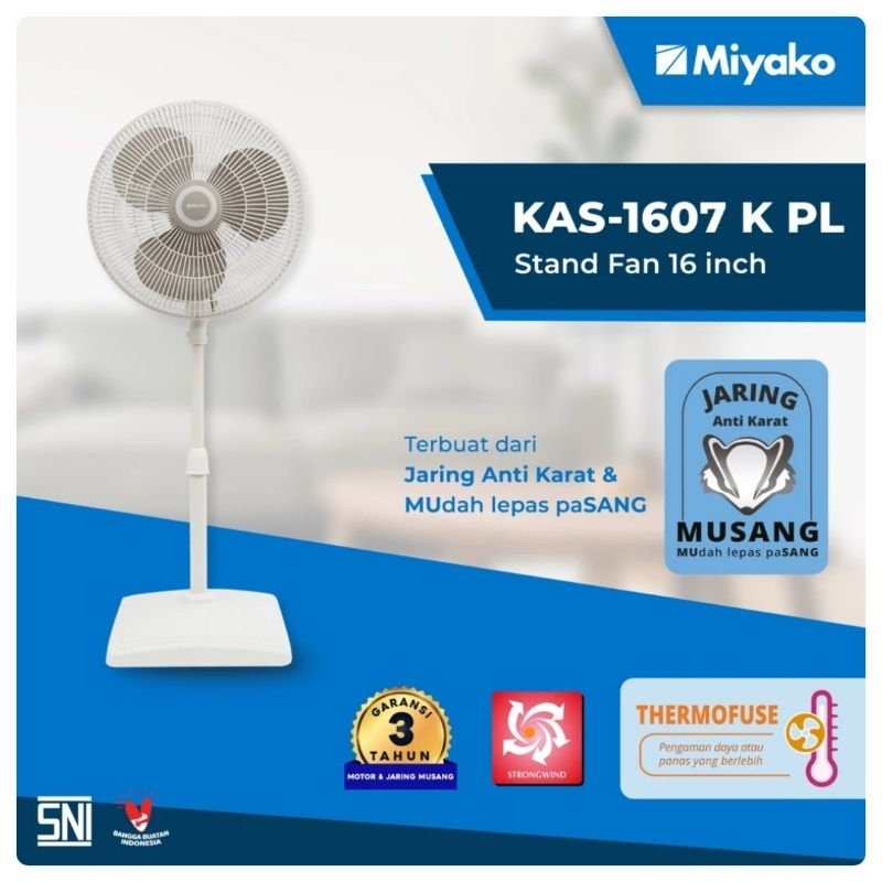 Stand Fan Miyako K1607 PL Kipas Berdiri Miyako 16inch