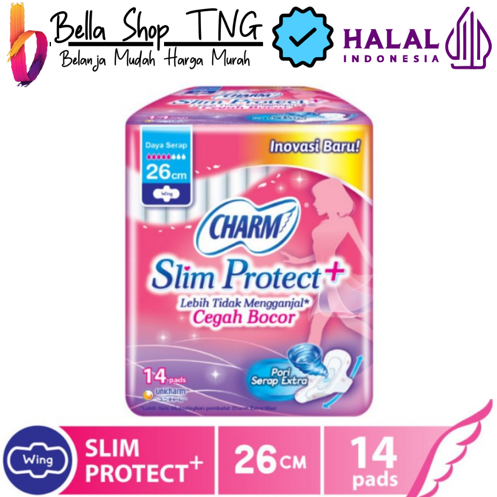 Charm Body Fit Slim Protect Wing Pembalut Wanita 26 cm 14 Pads