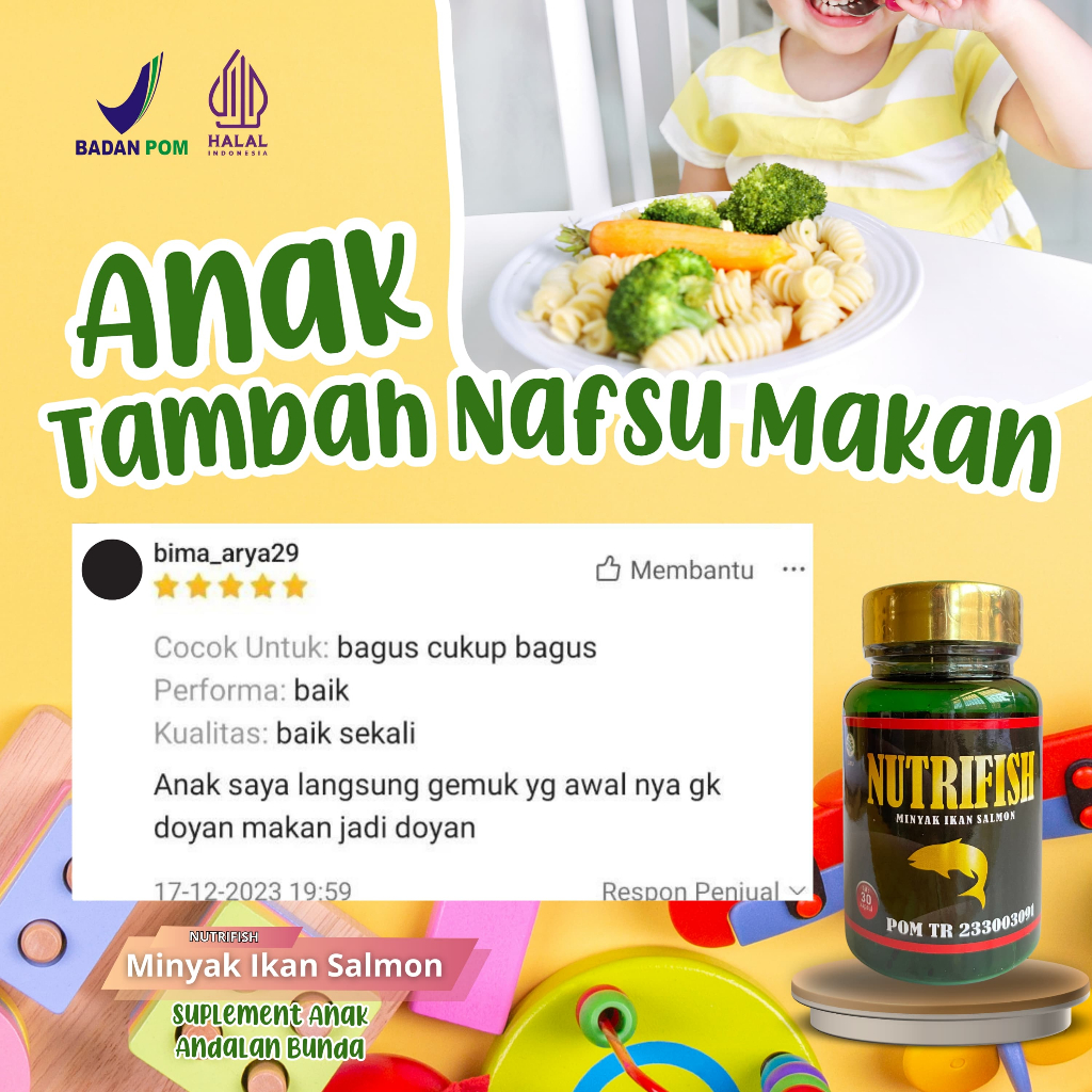 NUTRIFISH Minyak Ikan Salmon Untuk Anak - Meningkatkan Kecerdasaan, Nafsu Makan, & Kekebalan Tubuh 1