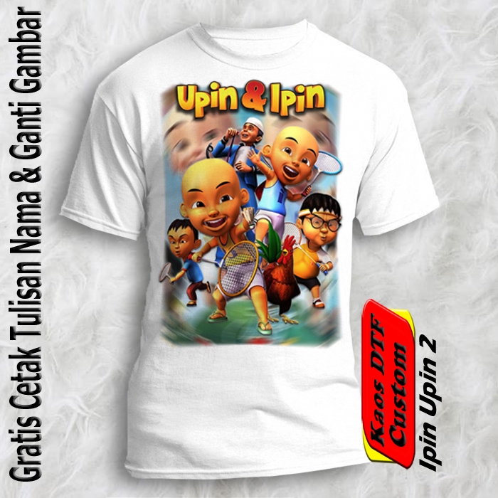 Kaos anak dan dewasa gambar Ipin Upin / baju IpinUpin gratis tambah cetak / tshirt custom Upin dan I