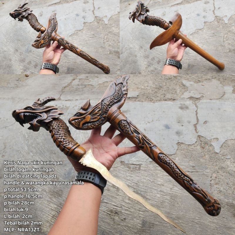 Keris kuningan ukir naga