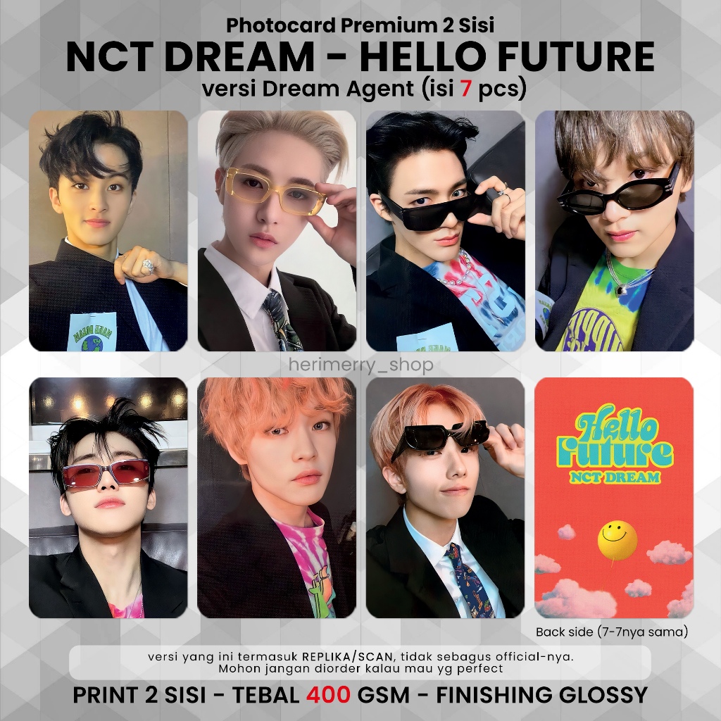 (ISI 7 PCS) Photocard NCT DREAM HELLO FUTURE  - Potocard Premium 2 Sisi Kartu Kpop Merch Unofficial 