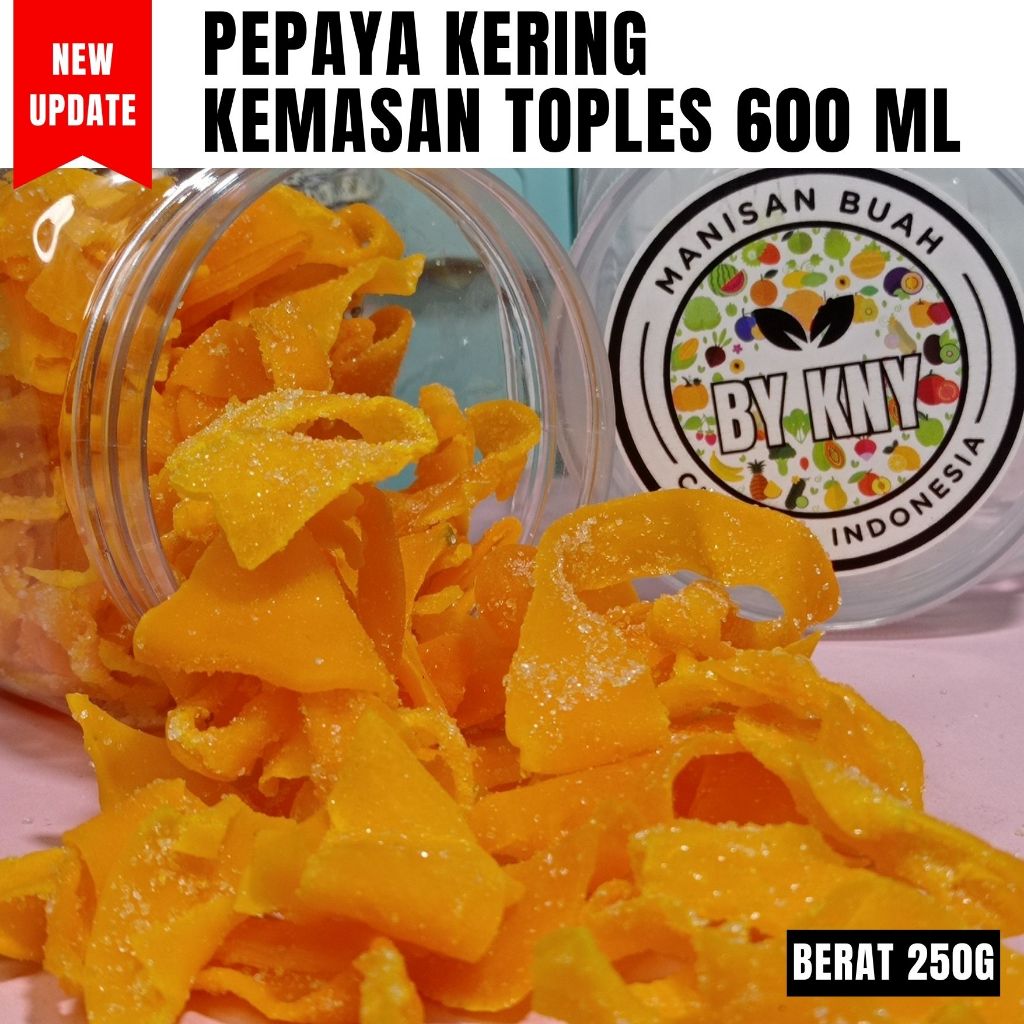 

PEPAYA KERING KEMASAN TOPLES 600ML MANISAN BUAH KERING MANISAN BUAHY CIANJUR BY KNY