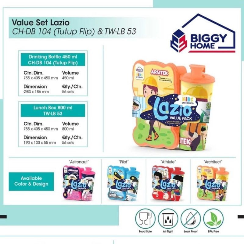 Lunch Box + Tumbler Set Kotak Bekal Anak Souvenir Ultah Serbaguna Tempat Makan Sekolah LUNCH BOX SET